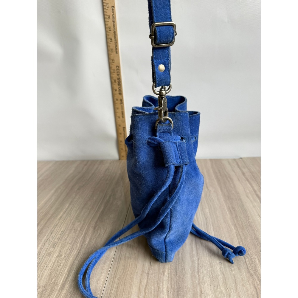 Free People Billie Crossbody Bag Suede Cobalt Blue Slouchy Moto Western Purse - Picture 4 of 10
